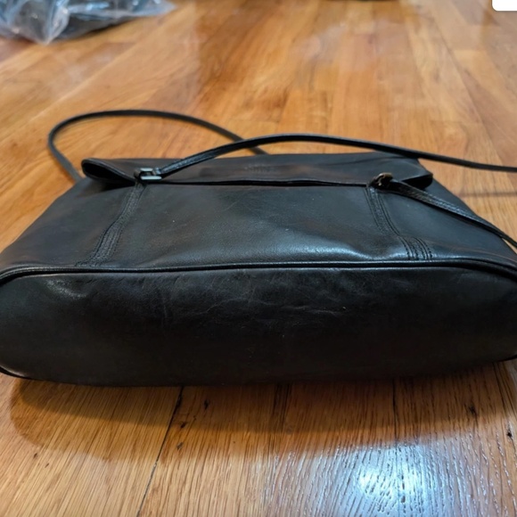 Vtg Mark Cross New York Black Leather Shoulder Bag Purse Thin Straps - Picture 7 of 14